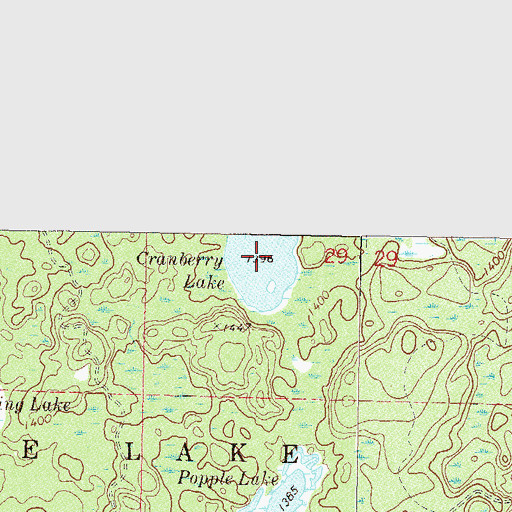 Topographic Map of Cranberry Lake, MN