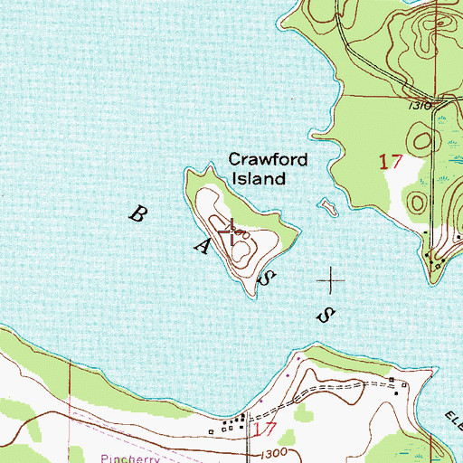 Topographic Map of Crawford Island, MN