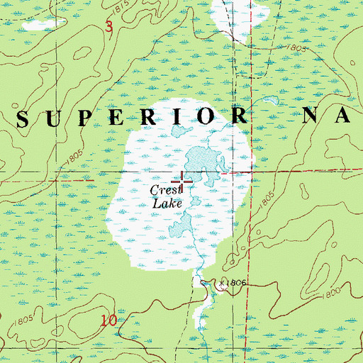 Topographic Map of Crest Lake, MN