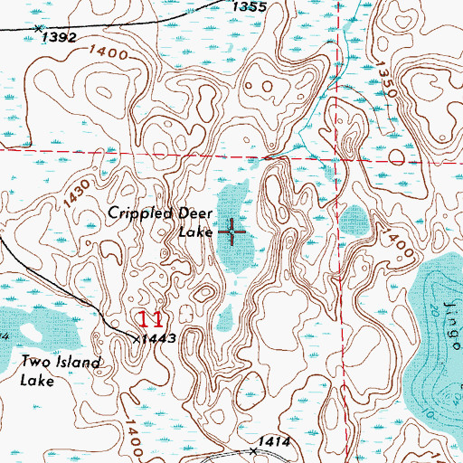 Topographic Map of Crippled Deer Lake, MN