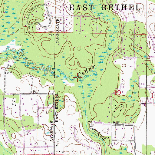 Topographic Map of Crooked Brook, MN