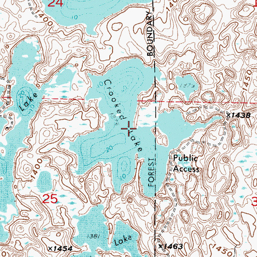 Topographic Map of Crooked Lake, MN