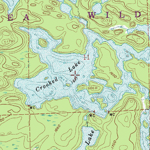 Topographic Map of Crooked Lake, MN
