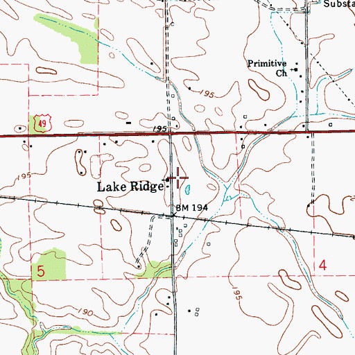 Topographic Map of Saint Peters Church, AR