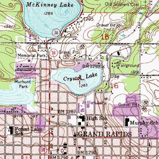 Topographic Map of Crystal Lake, MN