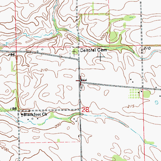 Topographic Map of Blackfoot, AR