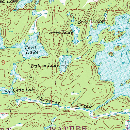 Topographic Map of Dalbec Lake, MN