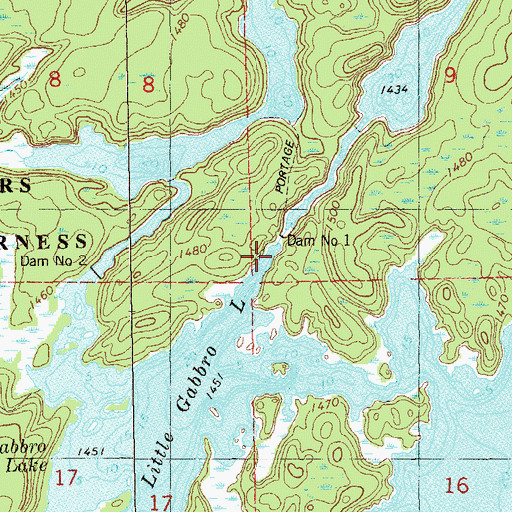 Topographic Map of Dam Number One, MN