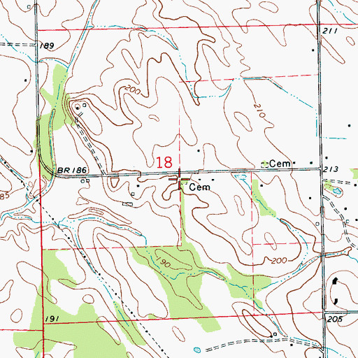 Topographic Map of Saint James Cemetery, AR