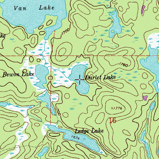 Topographic Map of Darlet Lake, MN