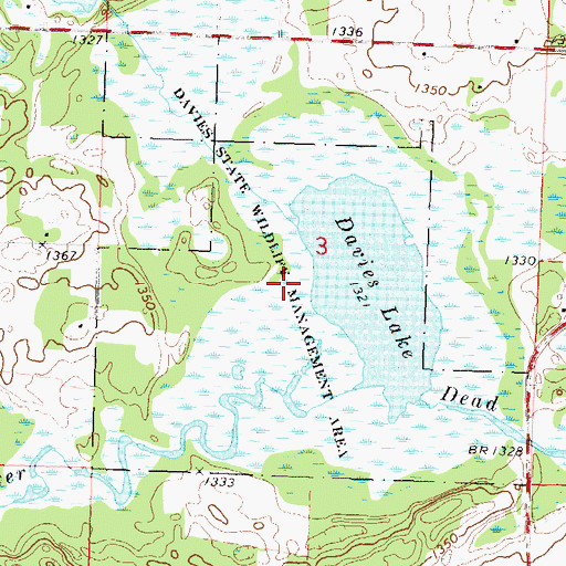 Topographic Map of Davies State Wildlife Management Area, MN