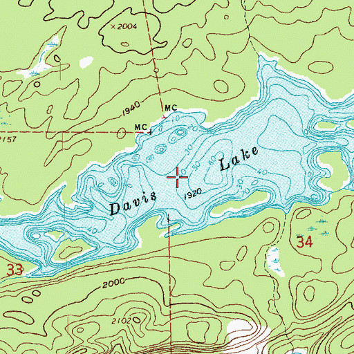 Topographic Map of Davis Lake, MN