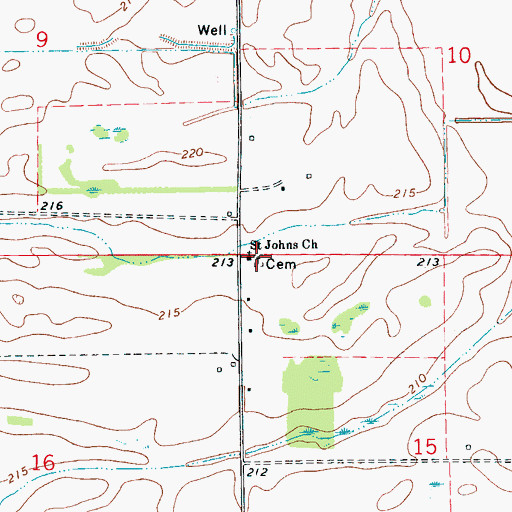 Topographic Map of Saint Johns Cemetery, AR