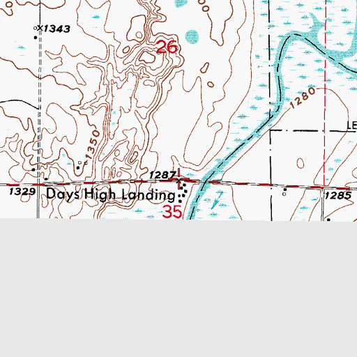 Topographic Map of Days High Landing, MN