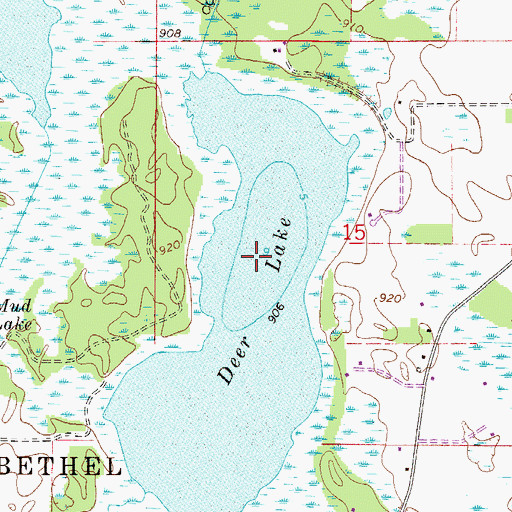 Topographic Map of Deer Lake, MN