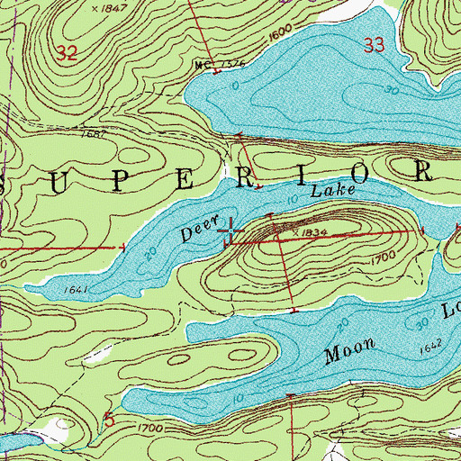Topographic Map of Deer Lake, MN