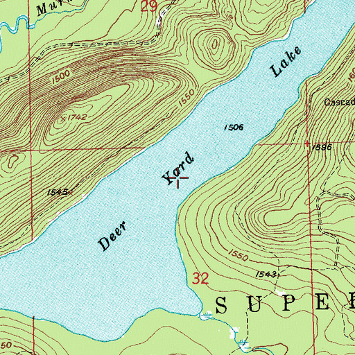 Topographic Map of Deer Yard Lake, MN