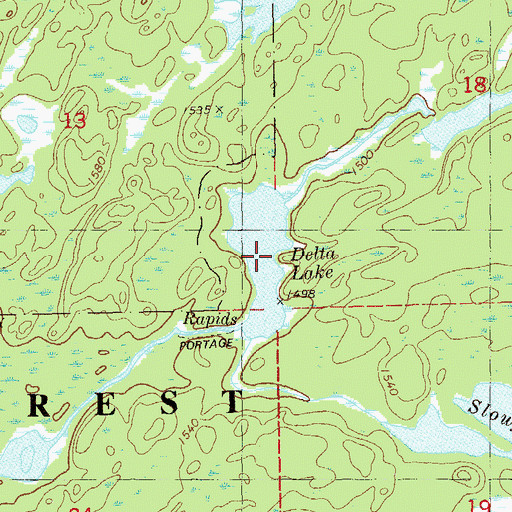 Topographic Map of Delta Lake, MN