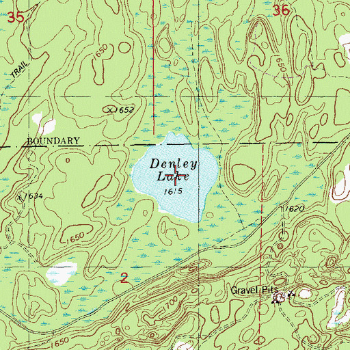Topographic Map of Denley Lake, MN