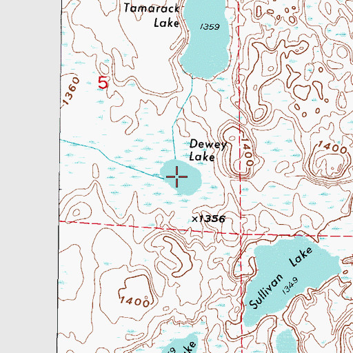 Topographic Map of Dewey Lake, MN