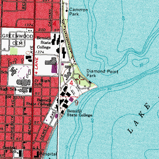 Topographic Map of Diamond Point Park, MN
