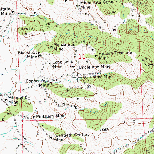 Topographic Map of Jupiter Mine, AZ