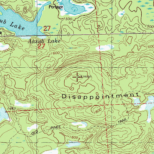 Topographic Map of Disappointment Mountain, MN