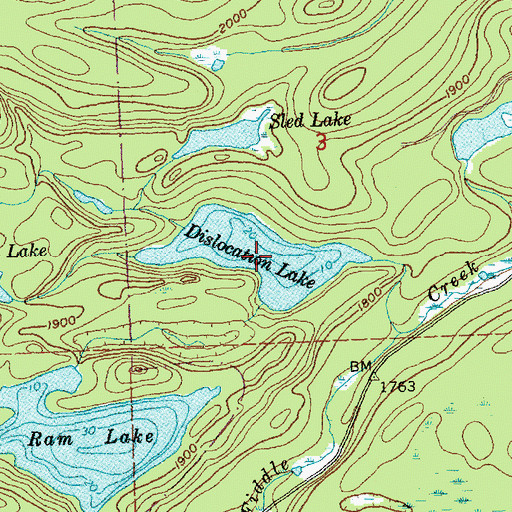 Topographic Map of Dislocation Lake, MN