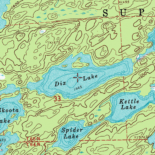 Topographic Map of Dix Lake, MN