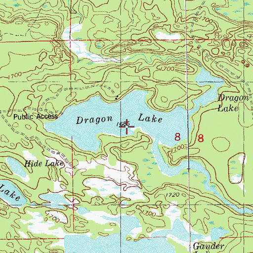 Topographic Map of Dragon Lake, MN