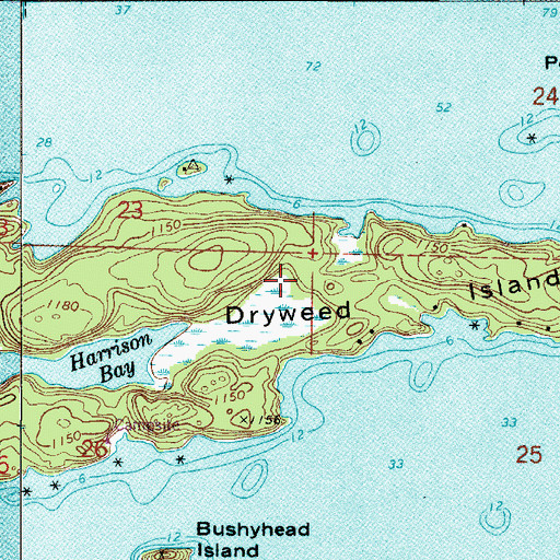 Topographic Map of Dryweed Island, MN