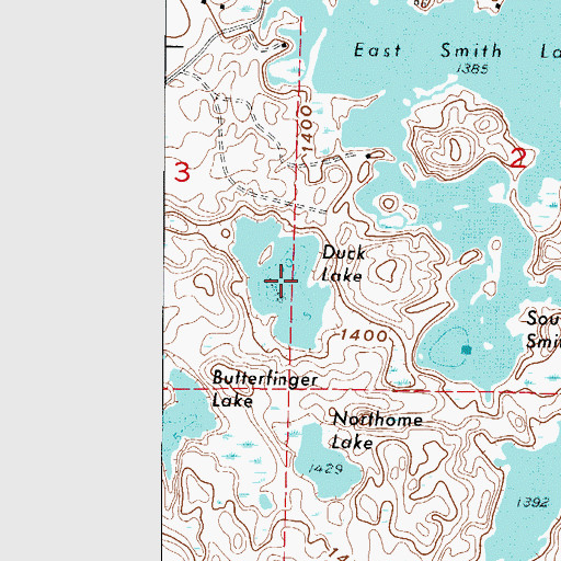 Topographic Map of Duck Lake, MN