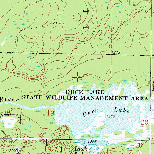 Topographic Map of Duck Lake State Wildlife Management Area, MN