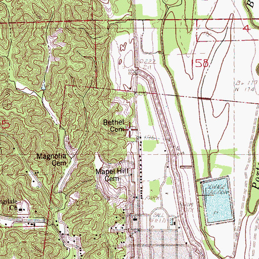 Topographic Map of Bethel Cemetery, AR