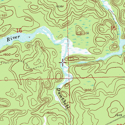 Topographic Map of Dumbbell River, MN