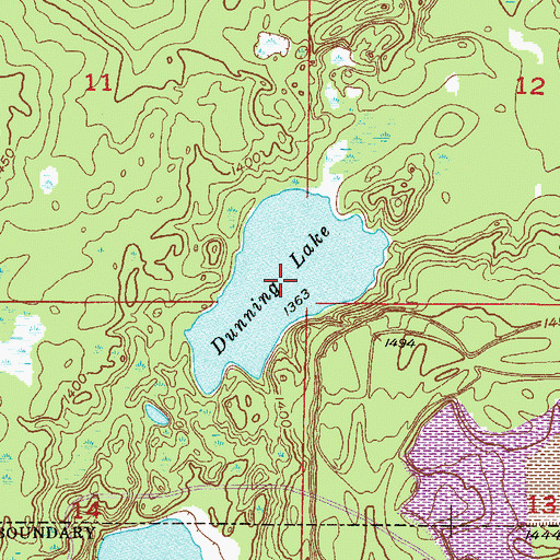 Topographic Map of Dunning Lake, MN