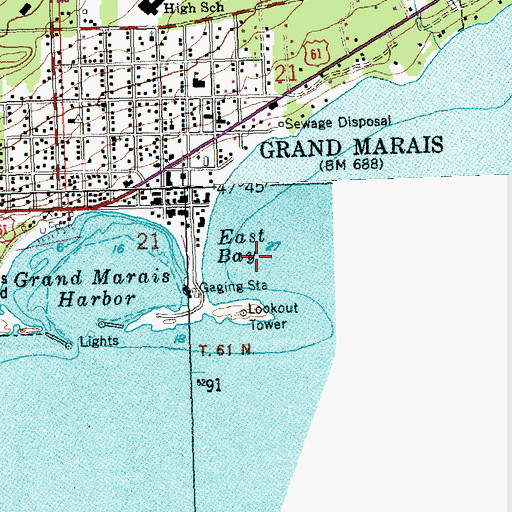 Topographic Map of East Bay, MN