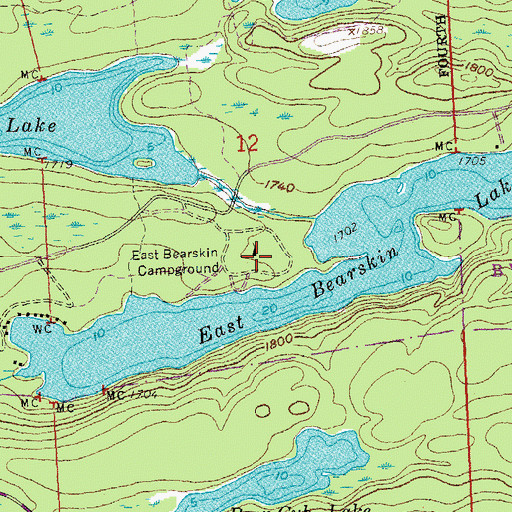 Topographic Map of East Bearskin Campground, MN