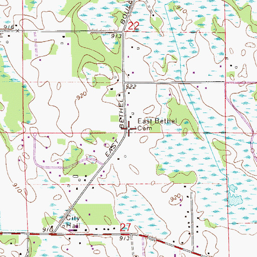 Topographic Map of East Bethel Cemetery, MN