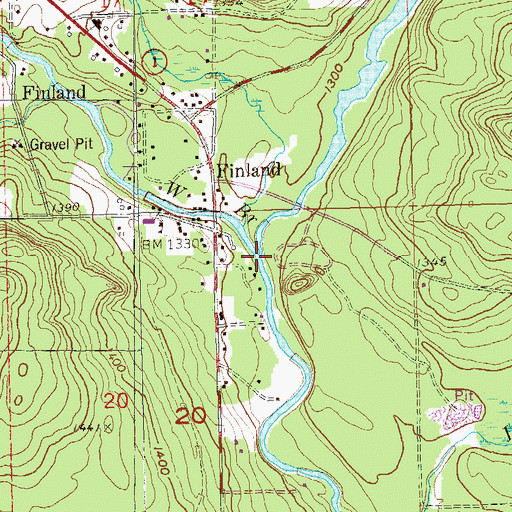 Topographic Map of East Branch Baptism River, MN