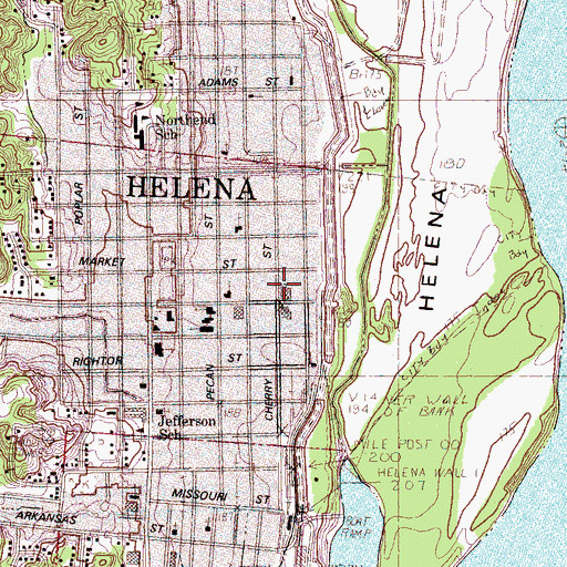Topographic Map of Helena Fire Department, AR