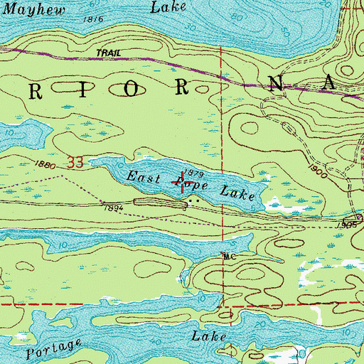 Topographic Map of East Pope Lake, MN