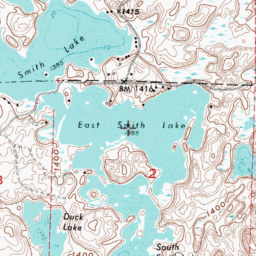Topographic Map of East Smith Lake, MN