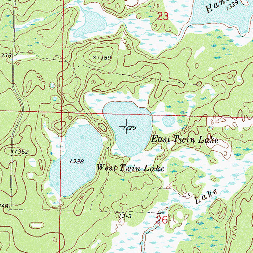 Topographic Map of East Twin Lake, MN