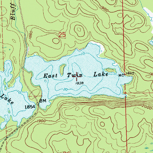 Topographic Map of East Twin Lake, MN