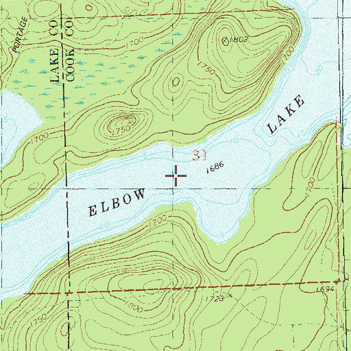 Topographic Map of Elbow Lake, MN