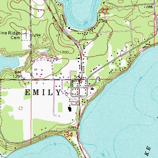 Topographic Map of Emily, MN