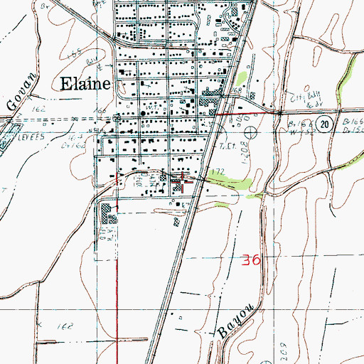 Topographic Map of Elaine High School, AR