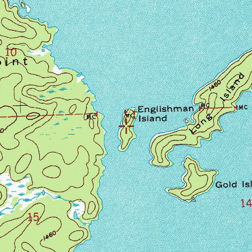 Topographic Map of Englishman Island, MN