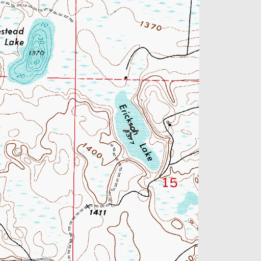 Topographic Map of Erickson Lake, MN